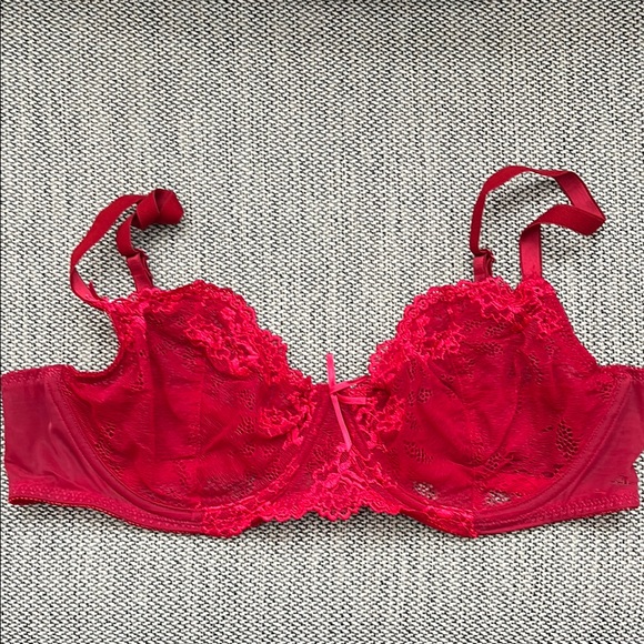 Other - Sheer Lace Underwire Bra in Red